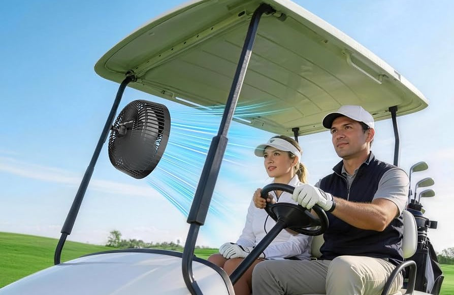CaddyCool magnetic golf cart fan