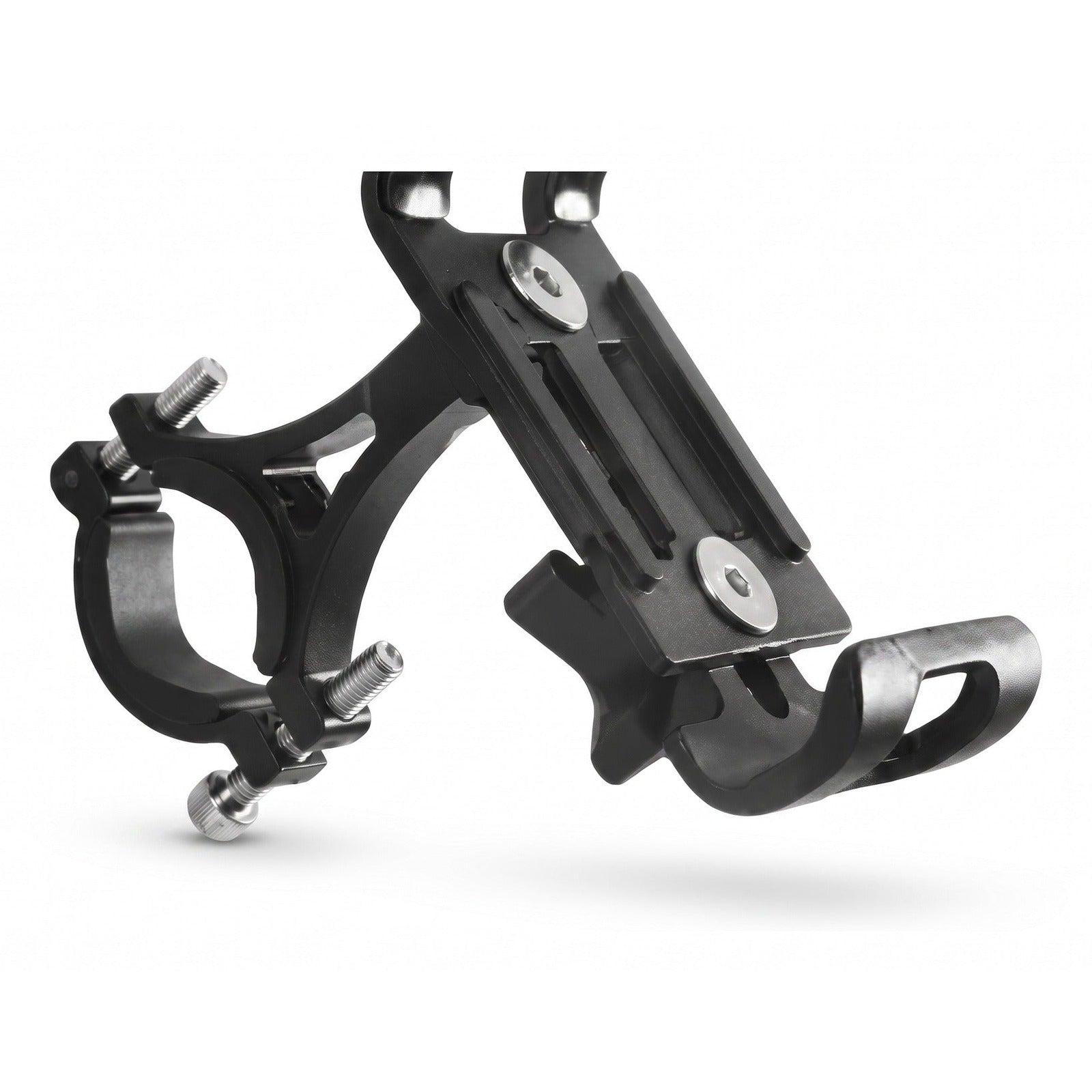 CaddyCool Cart Phone Mount, aluminium bar clamp with spring-loaded phone arms
